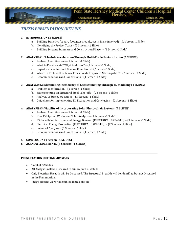 thesis presentation outline