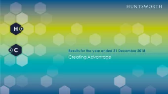 Creating Advantage  2018 Overview  Record revenues and profits  Revenue    +14%  225m  HPBT