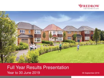 Full Year Results Presentation  Year to 30 June 2019  05 September 2019  Agenda C hairman s