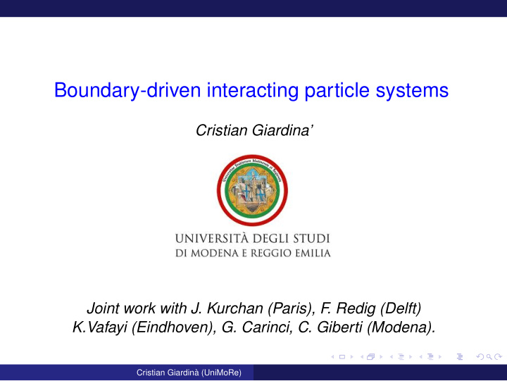 boundary driven interacting particle systems