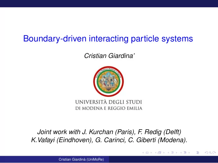 boundary driven interacting particle systems