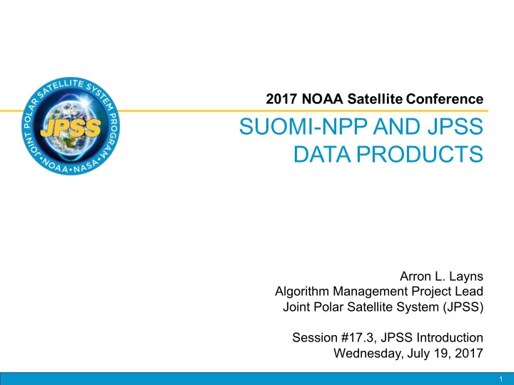 suomi npp and jpss data products