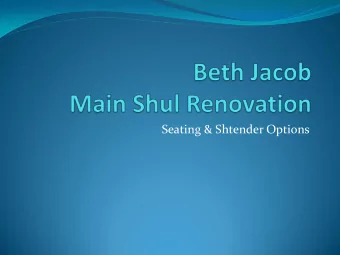Seating &amp; Shtender Options Tonights Goal  Give you an UPDATE on what we have done so far
