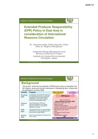Extended Producer Responsibility  (EPR) Policy in East Asia in  consideration of International  id