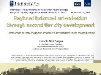 Overview  Asias urban challenge  Urbanization in Asia and Southeast Asia  Urban rural