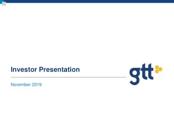Investor Presentation  November 2019  Disclaimer  Forward-Looking Statements: This presentation
