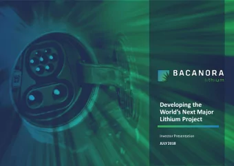 Developing the  Worlds Next Major  Lithium Project  Investor Presentation  JULY2018  DISCLAIMER
