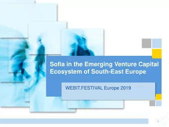 Sofia in the Emerging Venture Capital Ecosystem of South- East Europe  WEBIT.FESTIVAL Europe