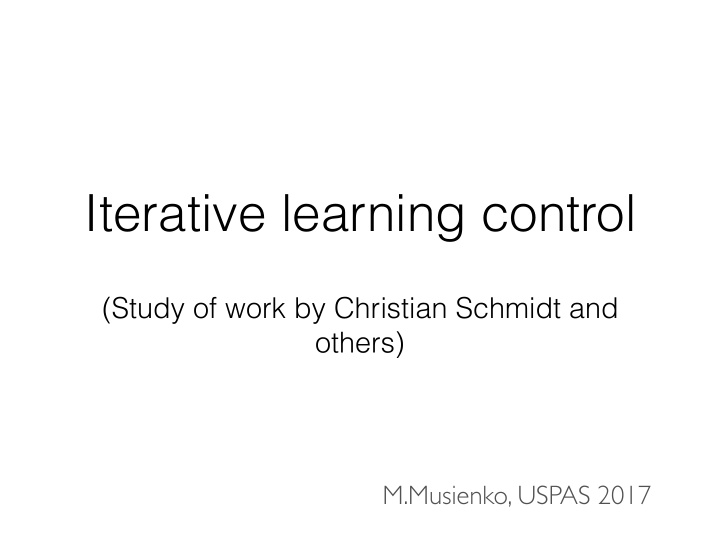 iterative learning control
