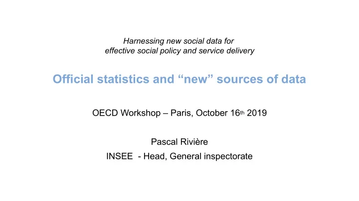 official statistics and new sources of data