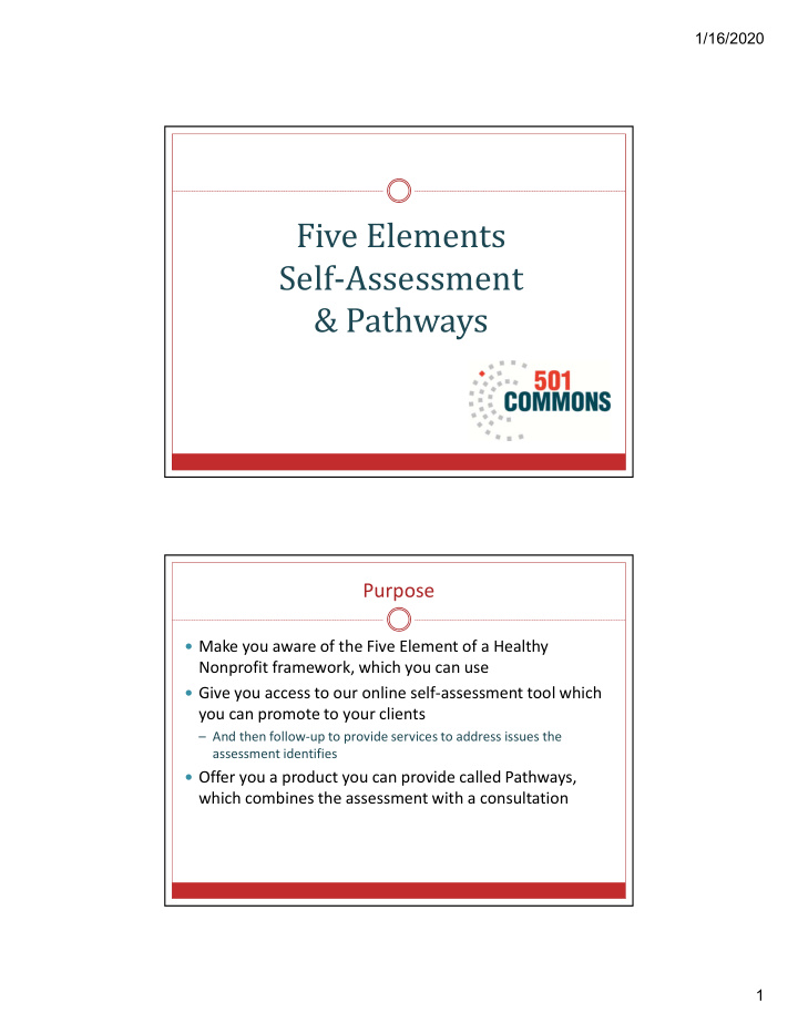 five elements self assessment pathways