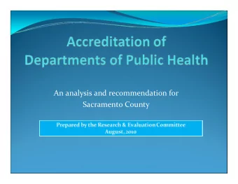 An analysis and recommendation for Sacramento County A process of self evaluation and program