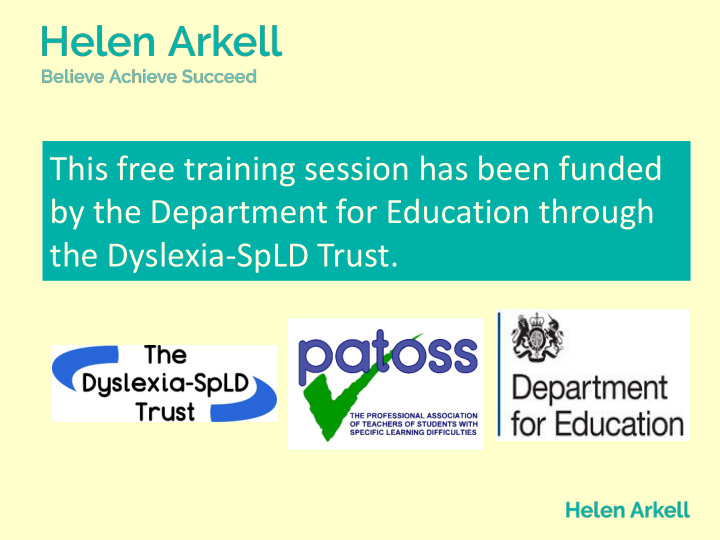 this free training session has been funded