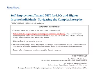 Self-Employment Tax and NIIT for LLCs and Higher  Income Individuals: Navigating the Complex