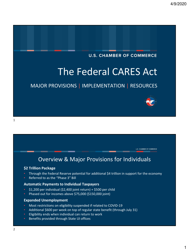 the federal cares act