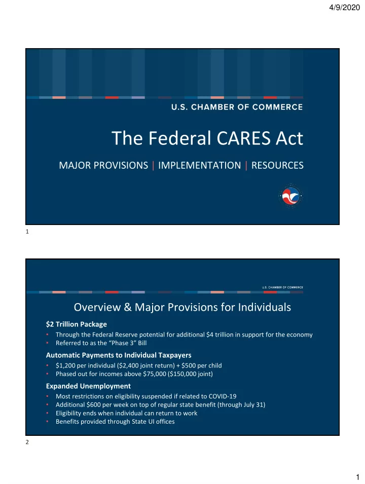 the federal cares act