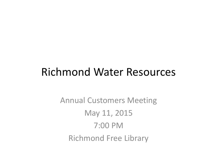 richmond water resources