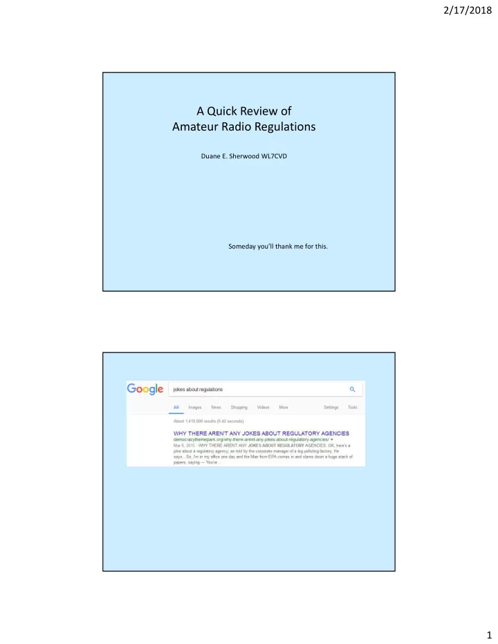 a quick review of amateur radio regulations