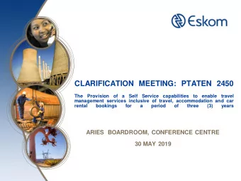 CLARIFICATION MEETING: PTATEN 2450  The Provision of a Self Service capabilities to enable travel
