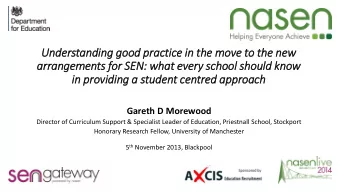 in  in pro  rovidin ing a student centred approach  Gareth D Morewood  Director of Curriculum