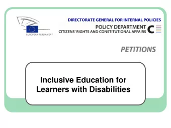 Inclusive Education for  Learners with Disabilities  Presentation by  Serge Ebersold  European