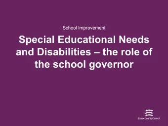 Special Educational Needs and Disabilities  the role of  the school governor Whats on the