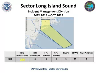 Sector Long Island Sound  Incident Management Division  MAY 2018  OCT 2018  NRC  RRT  FPN  CPN