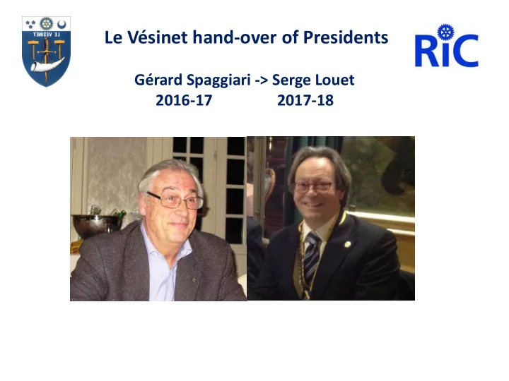 le v sinet hand over of presidents