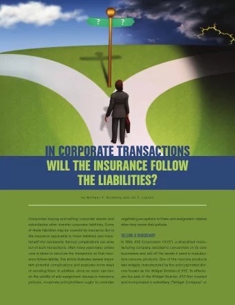 IN CORPORATE TRANSACTIONS  WILL THE INSURANCE FOLLOW  THE LIABILITIES?  b y  M i c h a e l  H .  G