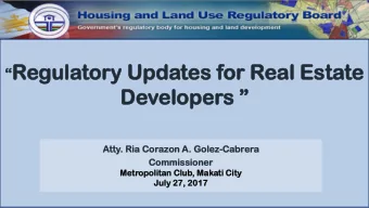 Developers   Atty  ty.  . Ria Coraz  azon  on A. Golez-Ca  Cabr  brera  Commis  missione  ioner