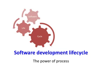 Software development lifecycle  The power of process  How complex is software?  What is complex?