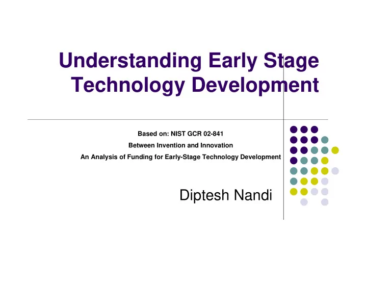 understanding early stage technology development