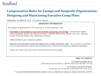 Compensation Rules for Exempt and Nonprofit Organizations: Designing and Maintaining Executive Comp