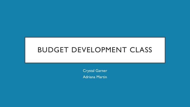 budget development class
