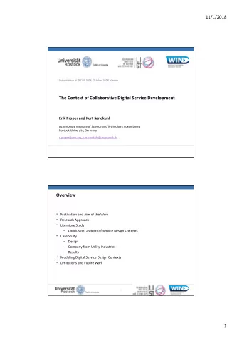 11/1/2018 Presentation at PROSE 2018, October 2018, Vienna The Context of Collaborative Digital