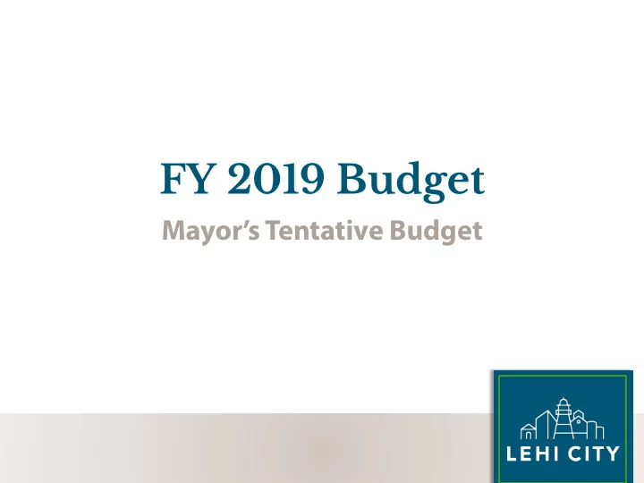 fy 2019 budget
