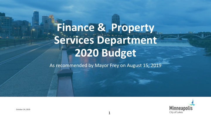 finance property services department 2020 budget