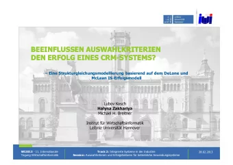 BEEINFLUSSEN AUSWAHLKRITERIEN  BEEINFLUSSEN AUSWAHLKRITERIEN  DEN ERFOLG EINES CRM  DEN ERFOLG