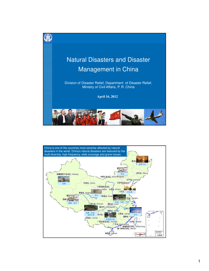 natural disasters and disaster management in china