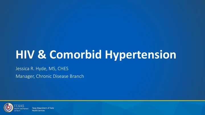 hiv amp comorbid hypertension