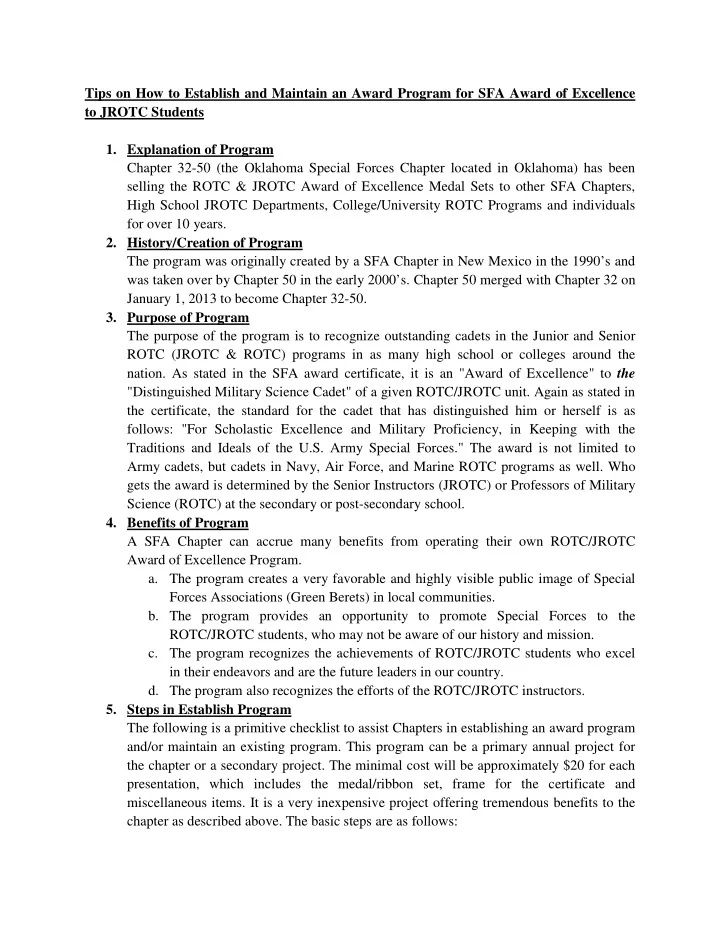 tips on how to establish and maintain an award program