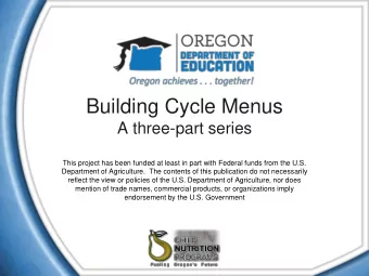 Building Cycle Menus  A three-part series  This project has been funded at least in part with