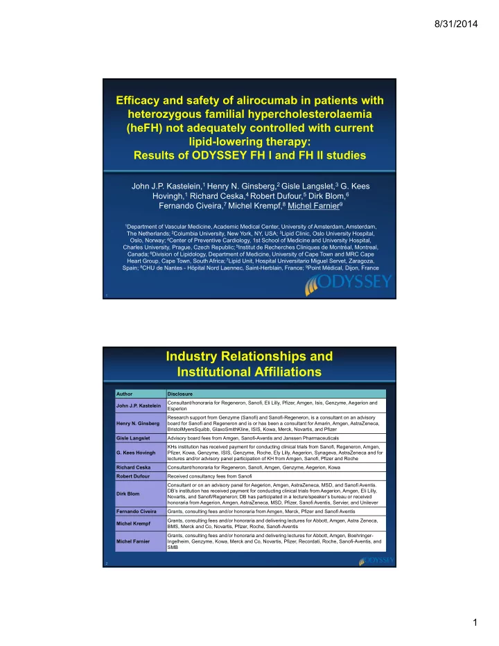 industry relationships and institutional affiliations