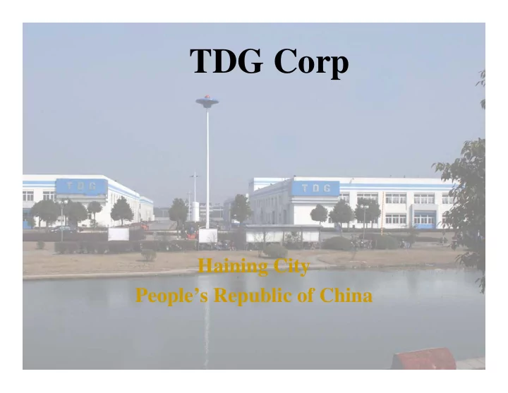 tdg corp tdg corp