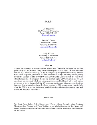 FORE!  Lee Biggerstaff  The University of Tennessee Phone: ( 828)-302-5425  lbiggers@utk.edu  David