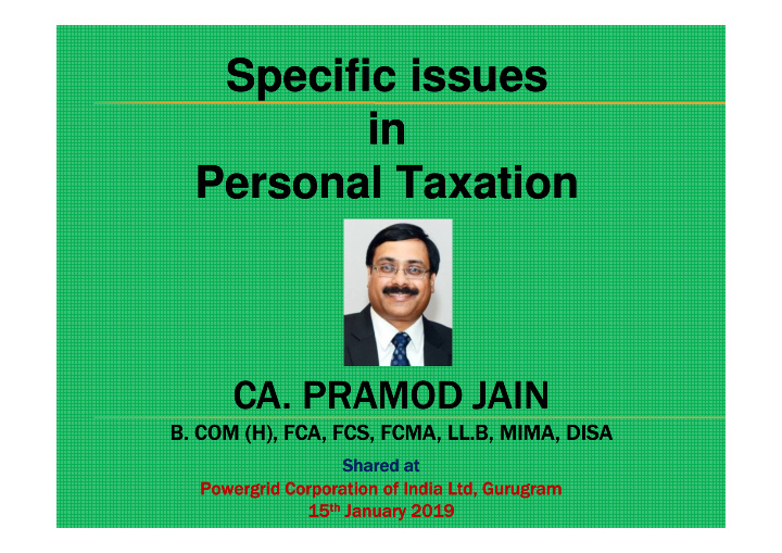 specific issues specific issues in in personal taxation