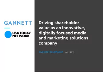 and marketing solutions  company Investor Presentation April 2019  Disclaimers  Forward-Looking