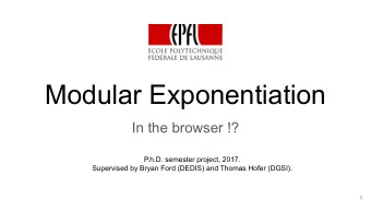 Modular Exponentiation  In the browser !?  P.h.D. semester project, 2017.  Supervised by Bryan Ford