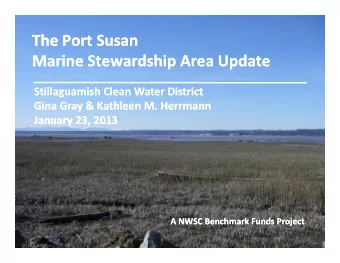 The Port Susan  The Port Susan  Marine Stewardship Area Update  Marine Stewardship Area Update