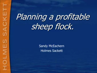 Planning a profitable  sheep flock.  Sandy McEachern  Holmes Sackett  Variations in profits are